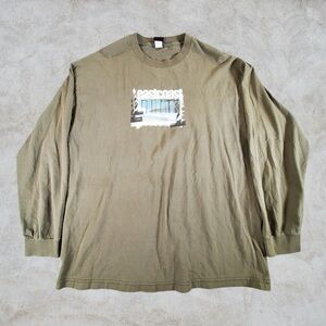 Vintage Aaron Chang Shirt Mens XL Olive‎ Green Skate Eastcoast Surf Beach LS 90s
